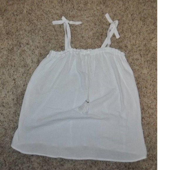 Maternity Camisole White Medium Tank Top Scoop Neck Cotton Flow Hem Cami Aglow - Picture 3 of 5